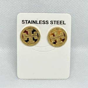 NEW Gold T Stainless Steel Stud Earrings